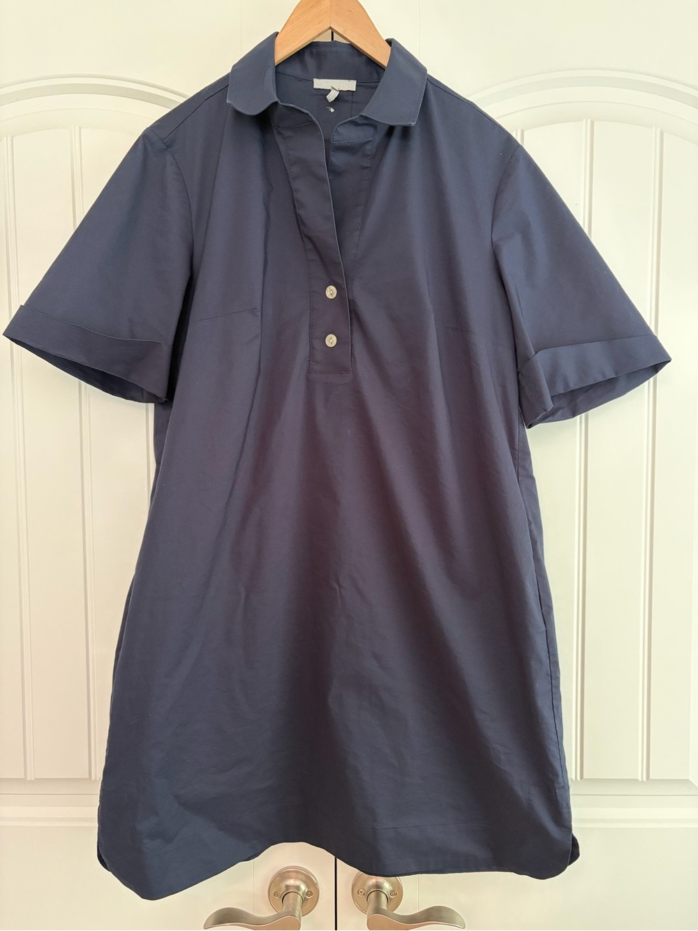 Hinson Wu Aileen 3/4 Sleeve Button Back Shirt Dress Navy Blue Women's Size Large